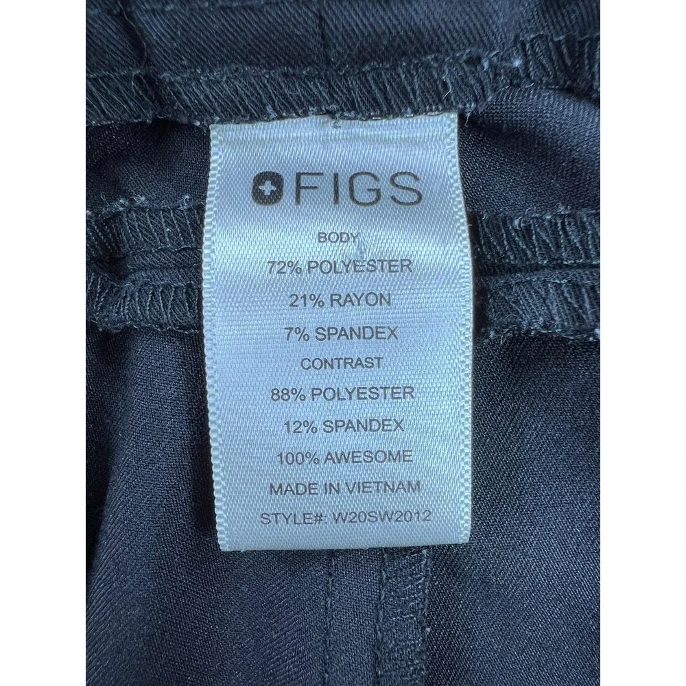 FIGS Kochi Scrub Pants Womens Medium Black Technical Collection Stretch
